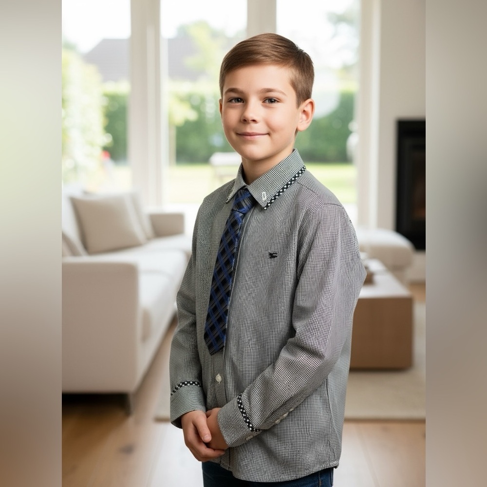 🎁nwt Deux Par Deux Boys Shirt and Tie Set Size 10🎁
